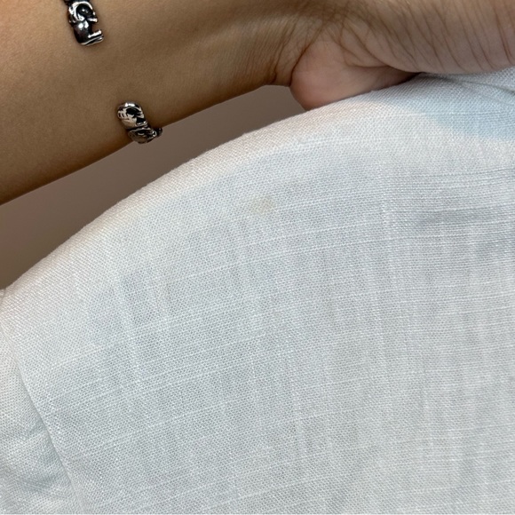 Express Linen Blend Cream Cropped Preppy Costal Blazer Women’s Sz M - Picture 4 of 8